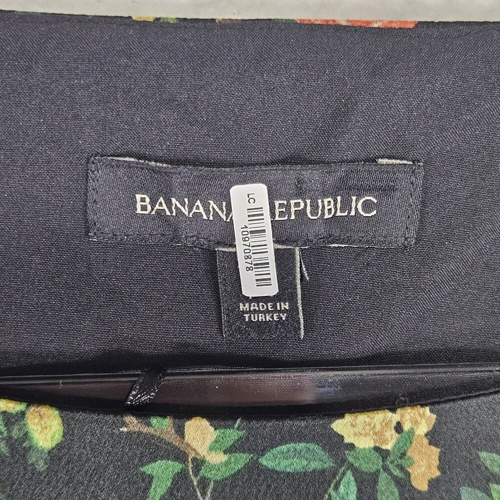 Banana Republic Black Floral Midi Shift Dress 3/4 Tie Sleeve Size 12 Cottagecore - Picture 5 of 16